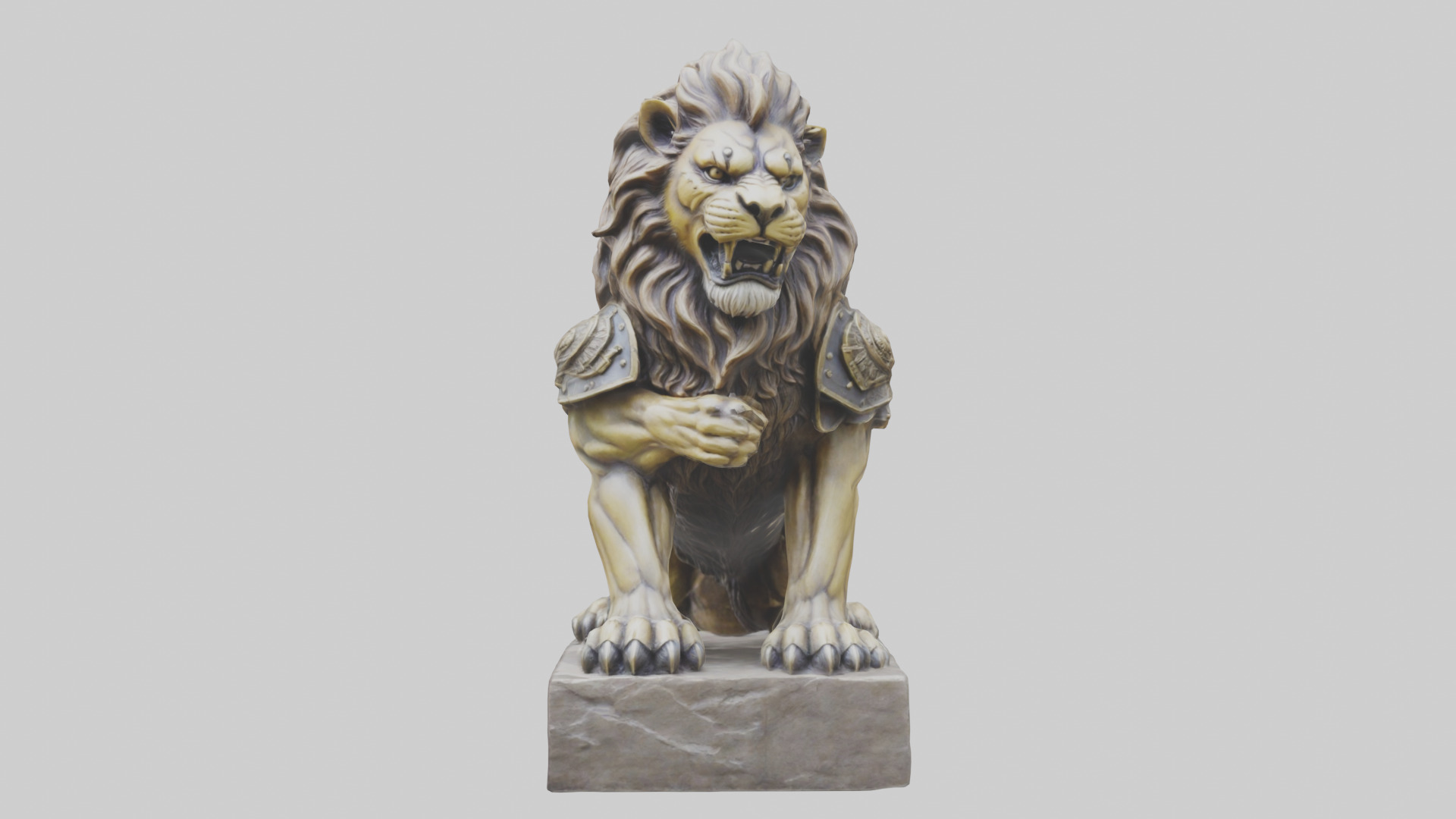 Lion Warrior statue model Low-poly 3D model_9