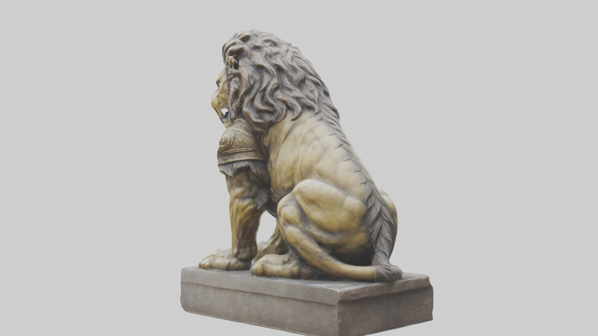 Lion Warrior statue model Low-poly 3D model_1