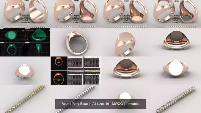 Pack of 84 rings top round 10MM in All sizes 161-MWCG