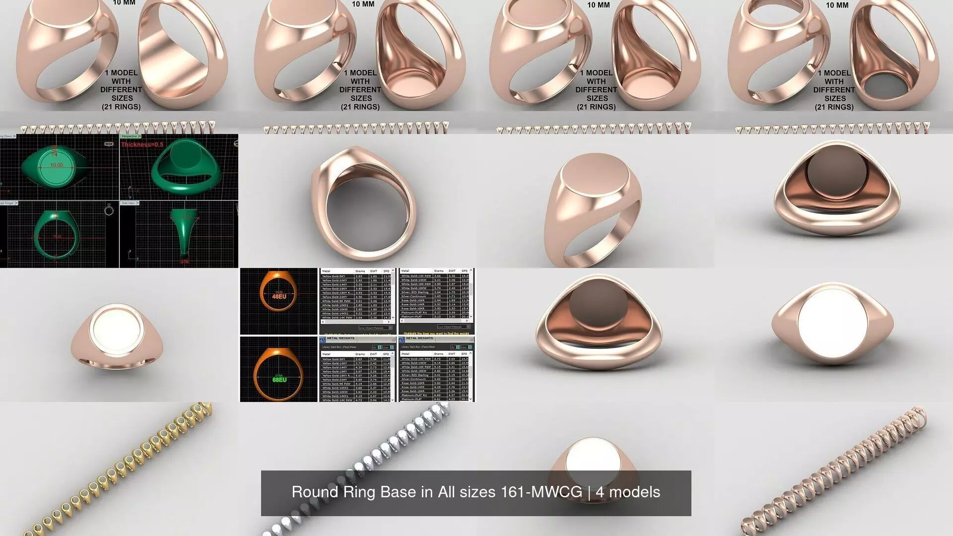 Pack of 84 rings top round 10MM in All sizes 161-MWCG 3D Model Collection_1