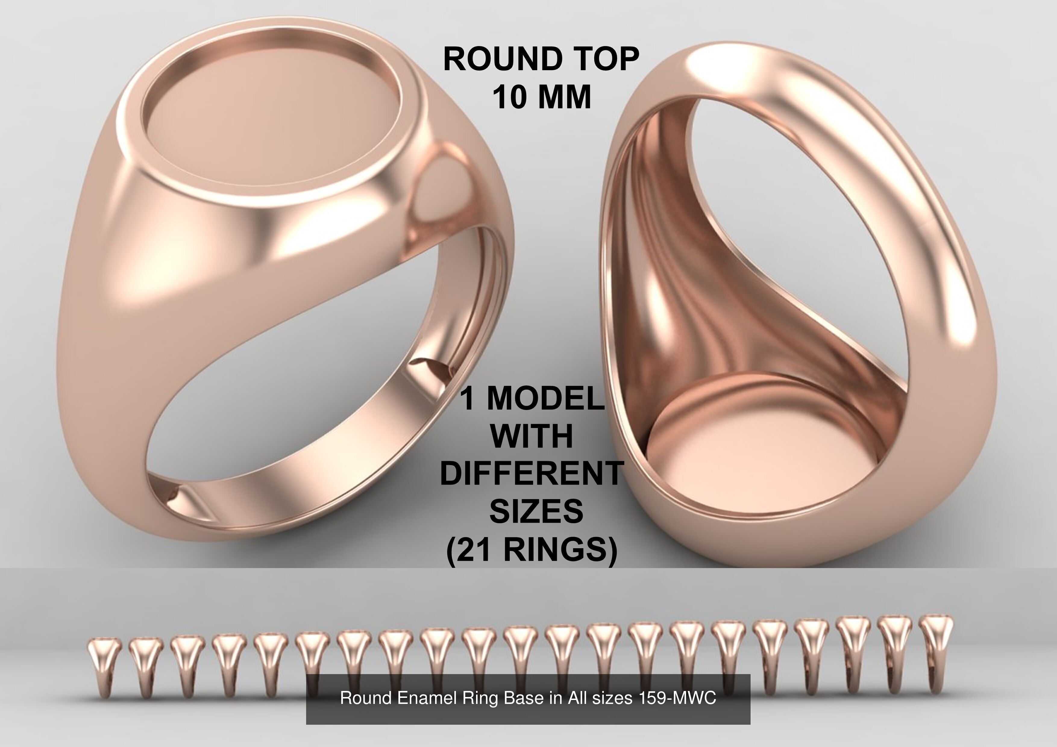 Pack of 84 rings top round 10MM in All sizes 161-MWCG 3D Model Collection_4