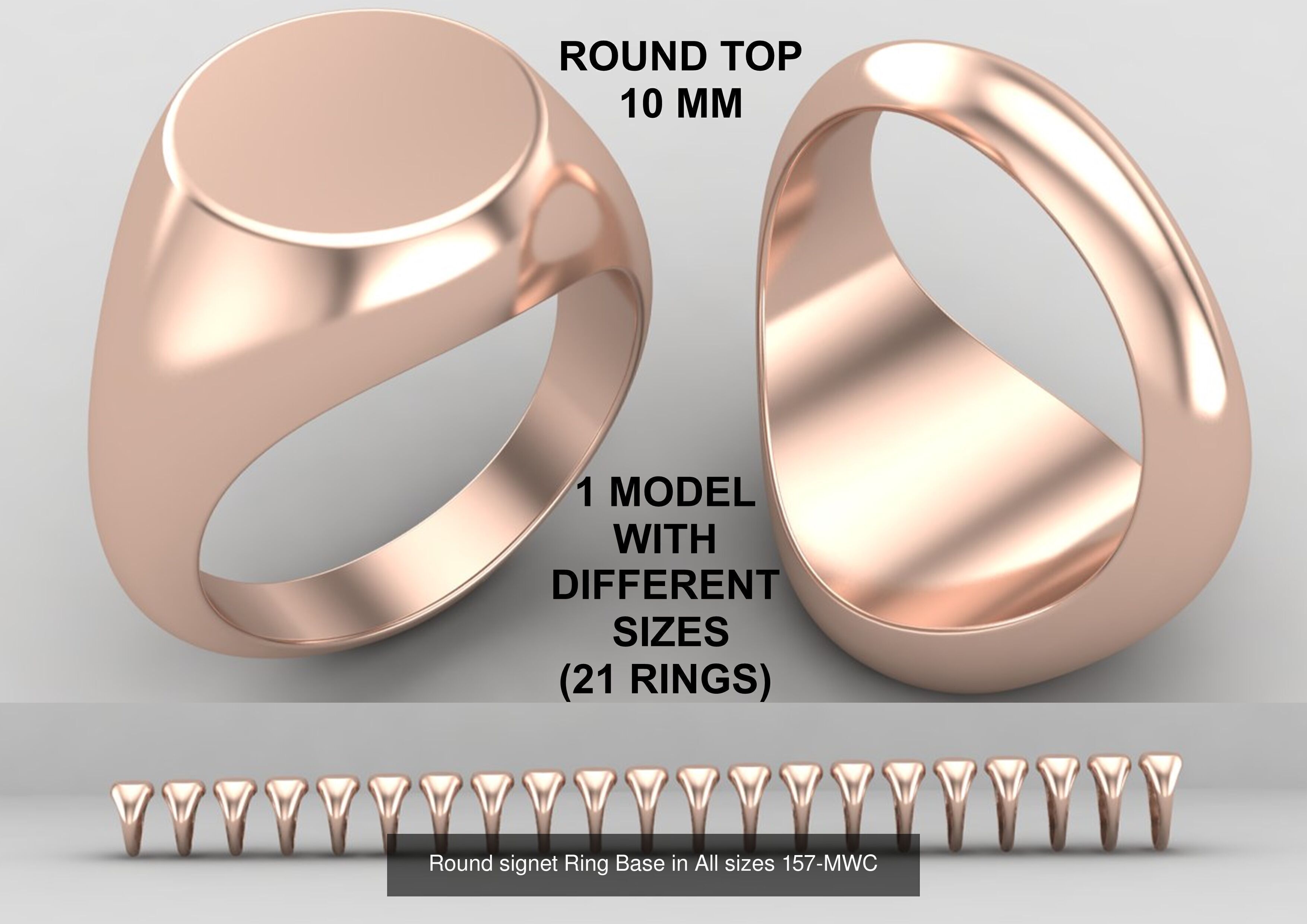 Pack of 84 rings top round 10MM in All sizes 161-MWCG 3D Model Collection_2