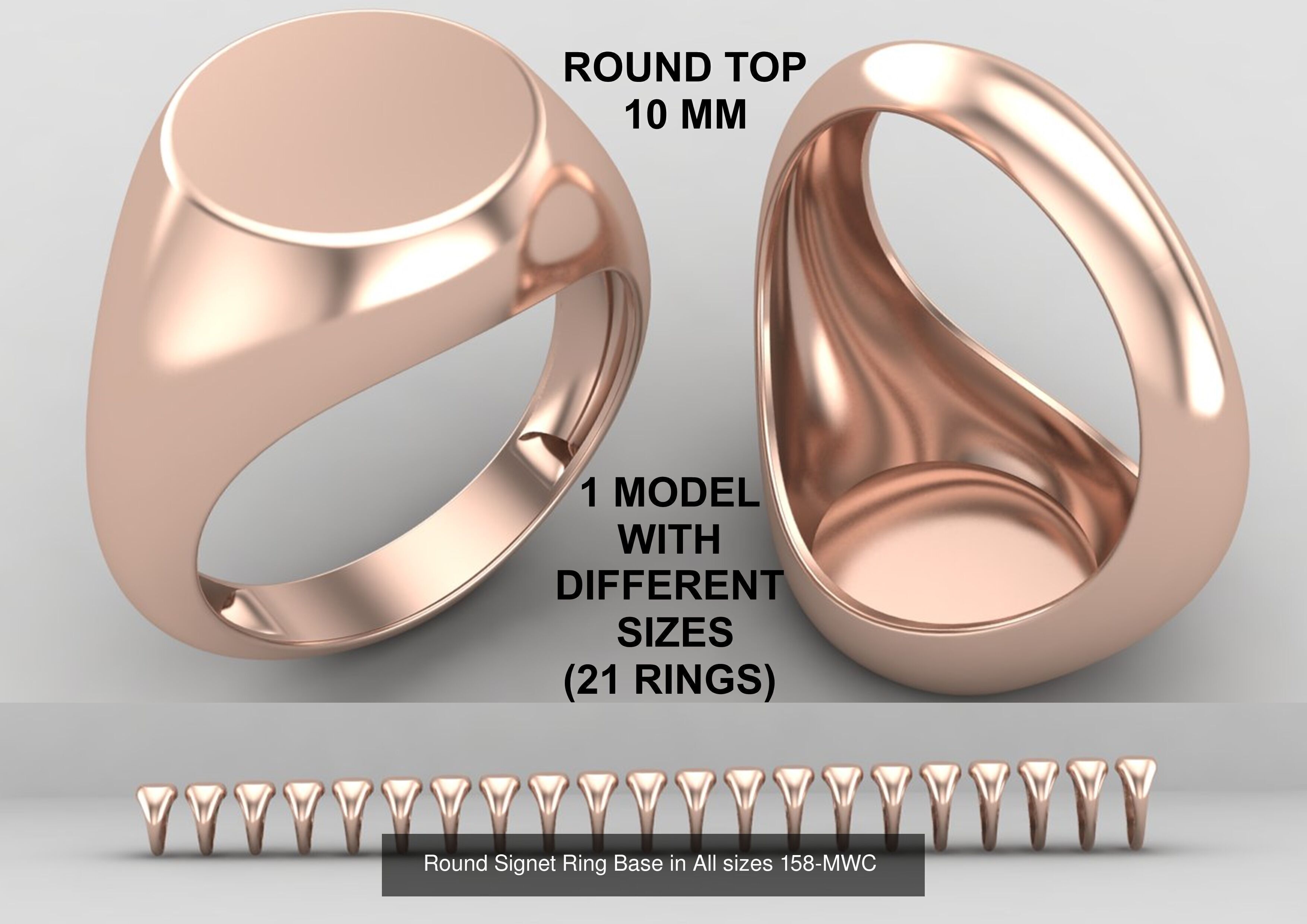 Pack of 84 rings top round 10MM in All sizes 161-MWCG 3D Model Collection_3
