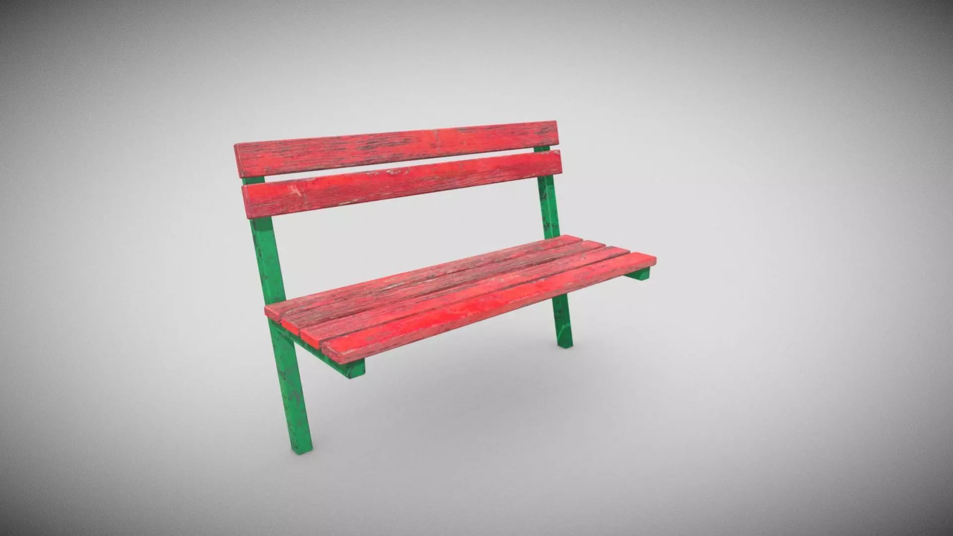 Old Outdoor Bench Low-poly 3D model