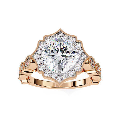 Lotus Halo Solitaire Diamond Ring 360 animation renders 3dm stl  3D print model