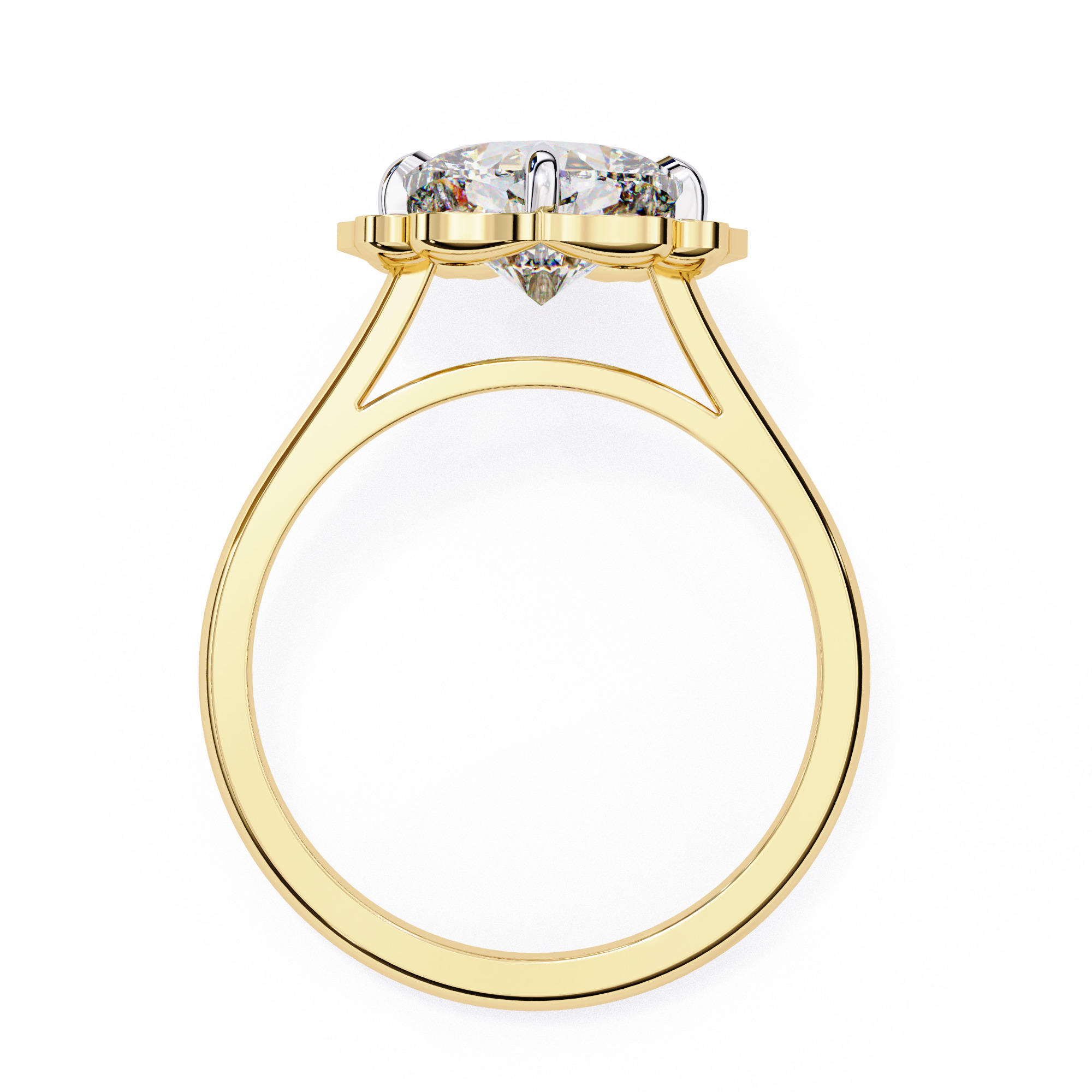 Lotus Halo Solitaire Diamond Ring 360 animation renders 3dm stl  3D print model_6