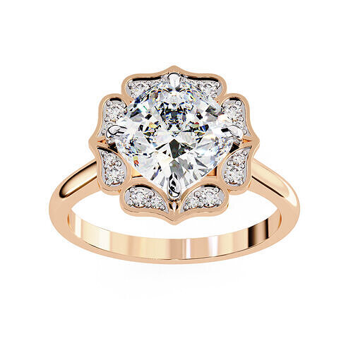 Lotus Halo Solitaire Diamond Ring 360 animation renders 3dm stl  3D print model