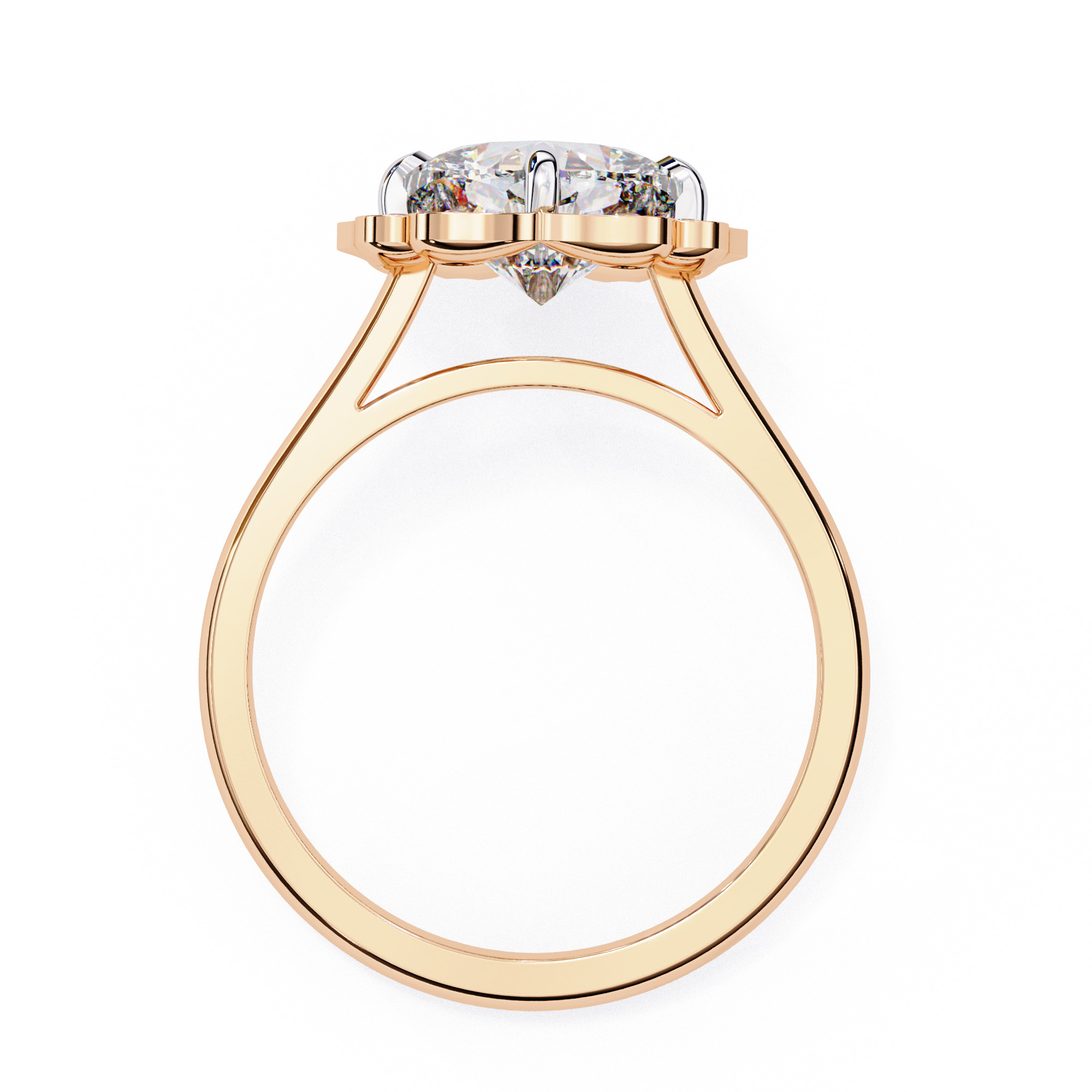 Lotus Halo Solitaire Diamond Ring 360 animation renders 3dm stl  3D print model_8