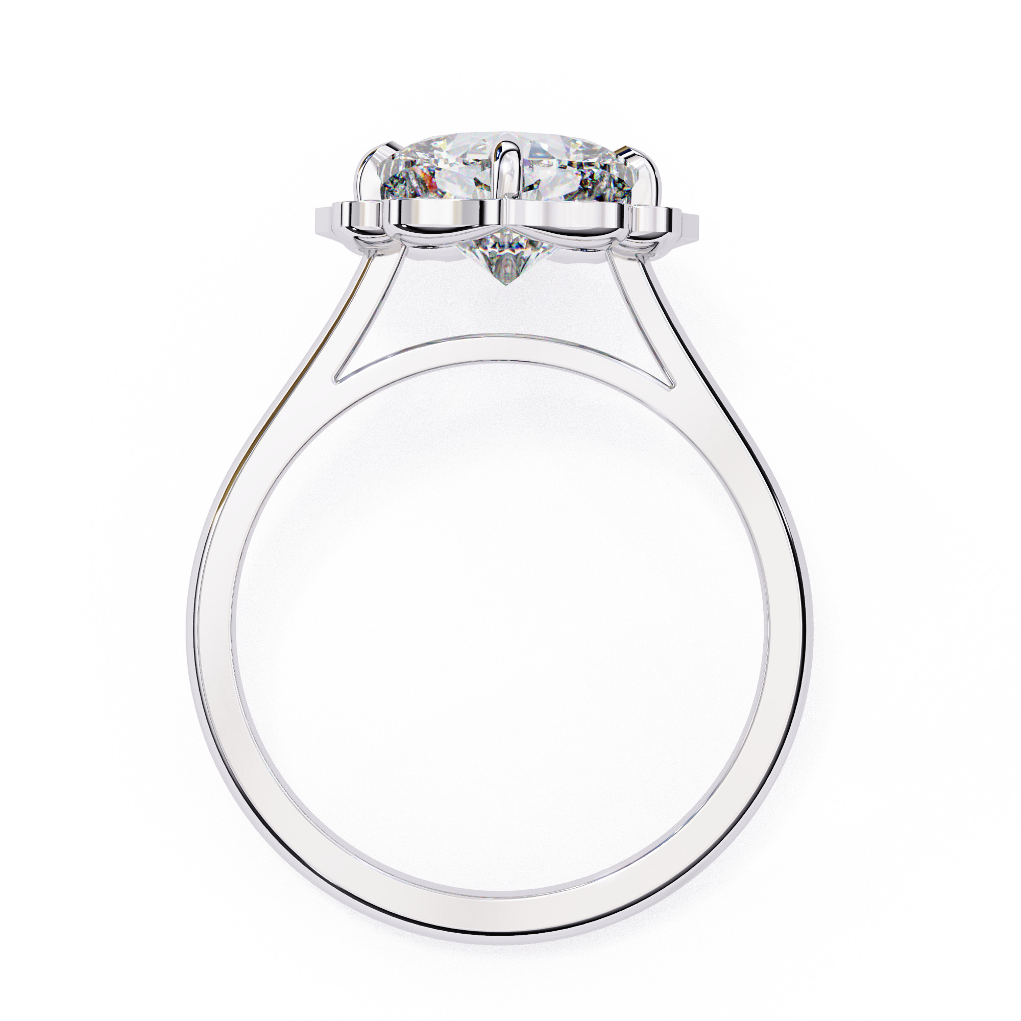 Lotus Halo Solitaire Diamond Ring 360 animation renders 3dm stl  3D print model_7