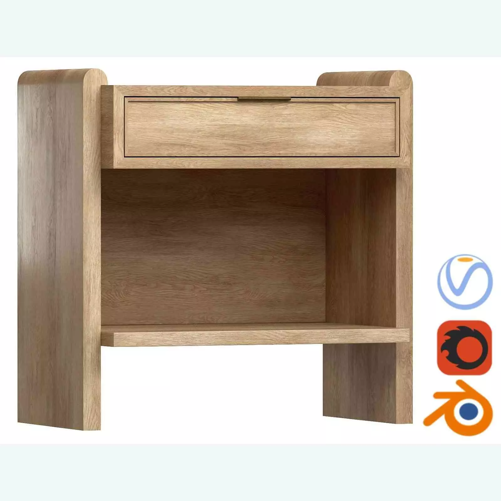 Jin Nightstand wooden table 3D model_0