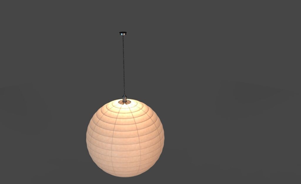 Paper lamp with frame inside High Quality 3D model_3
