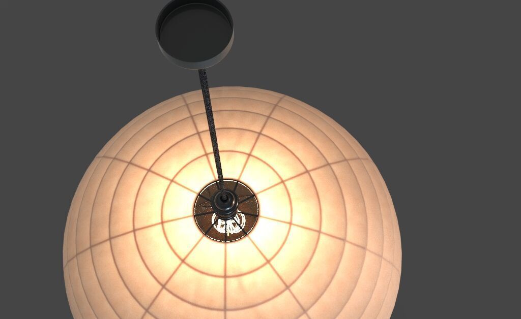 Paper lamp with frame inside High Quality 3D model_4