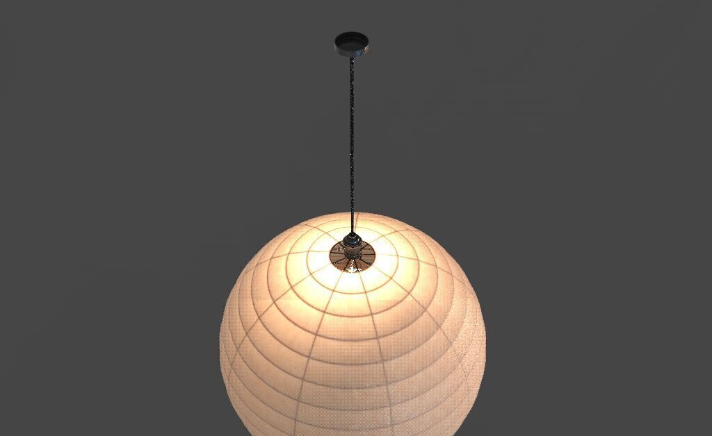 Paper lamp with frame inside High Quality 3D model_8