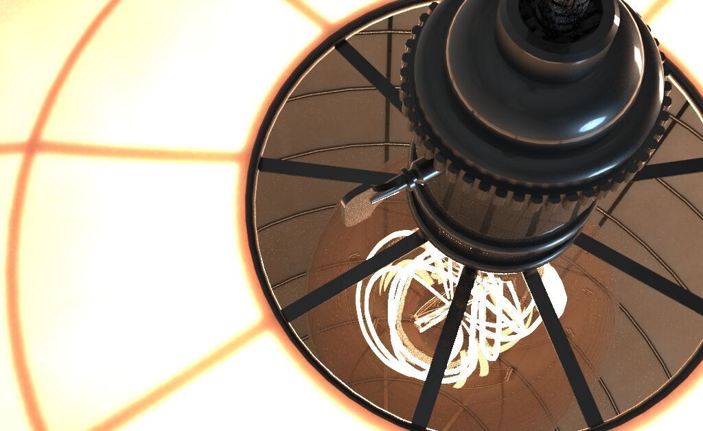 Paper lamp with frame inside High Quality 3D model_2