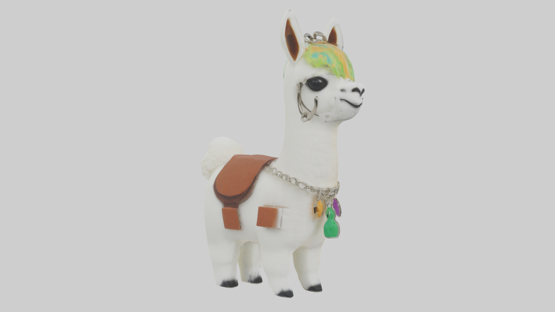 Llama keychain model Low-poly 3D model_2