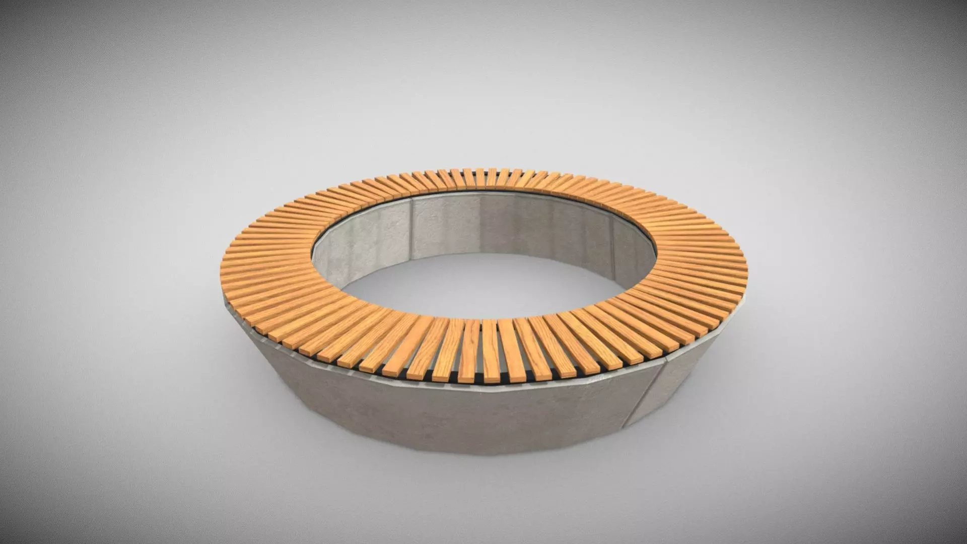 Cement Circular Bench Low-poly 3D model