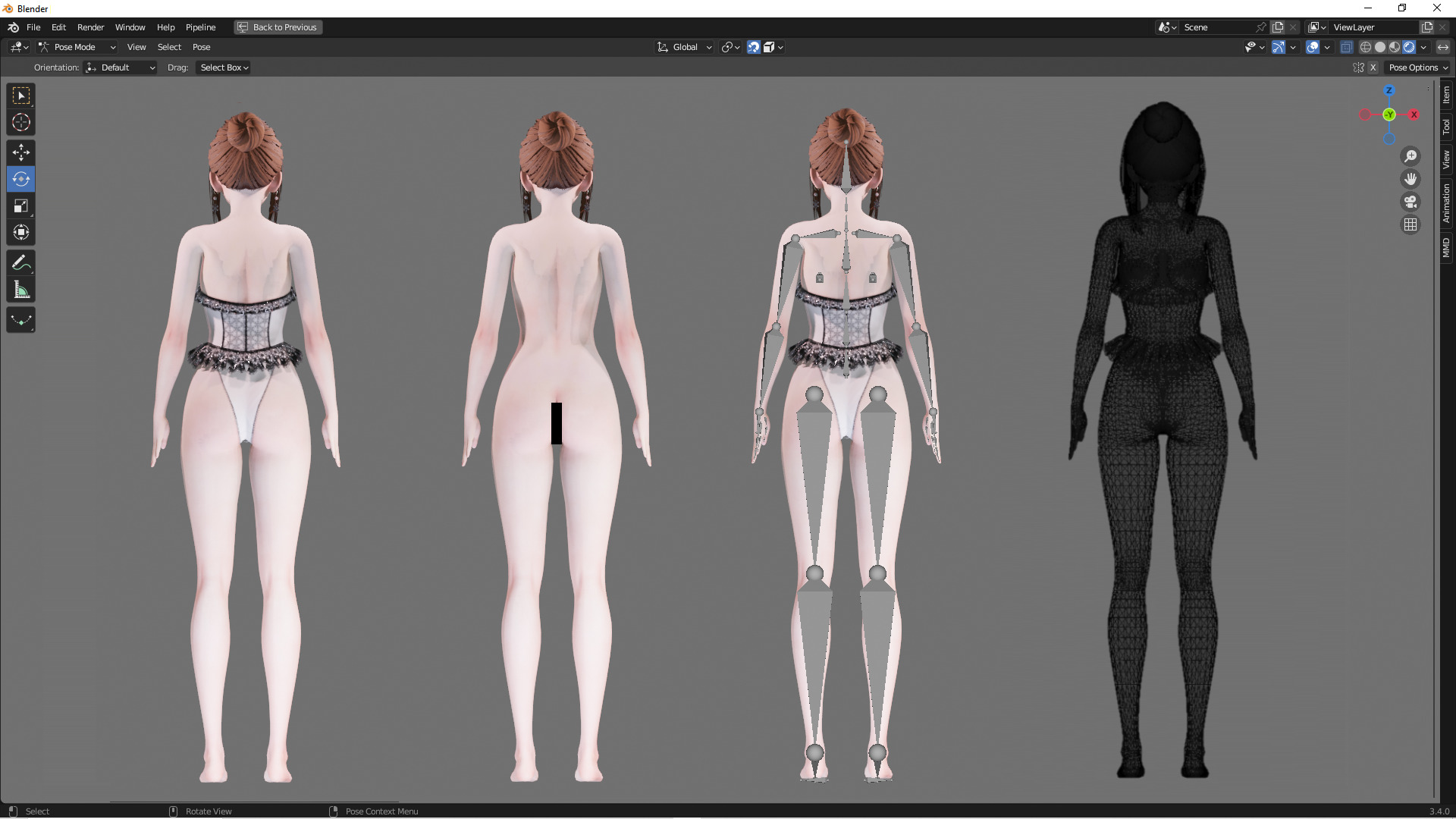 Lingerie clothes 0008 - Rig -Unreal - Unity - Blender - Animated Low-poly 3D model_4