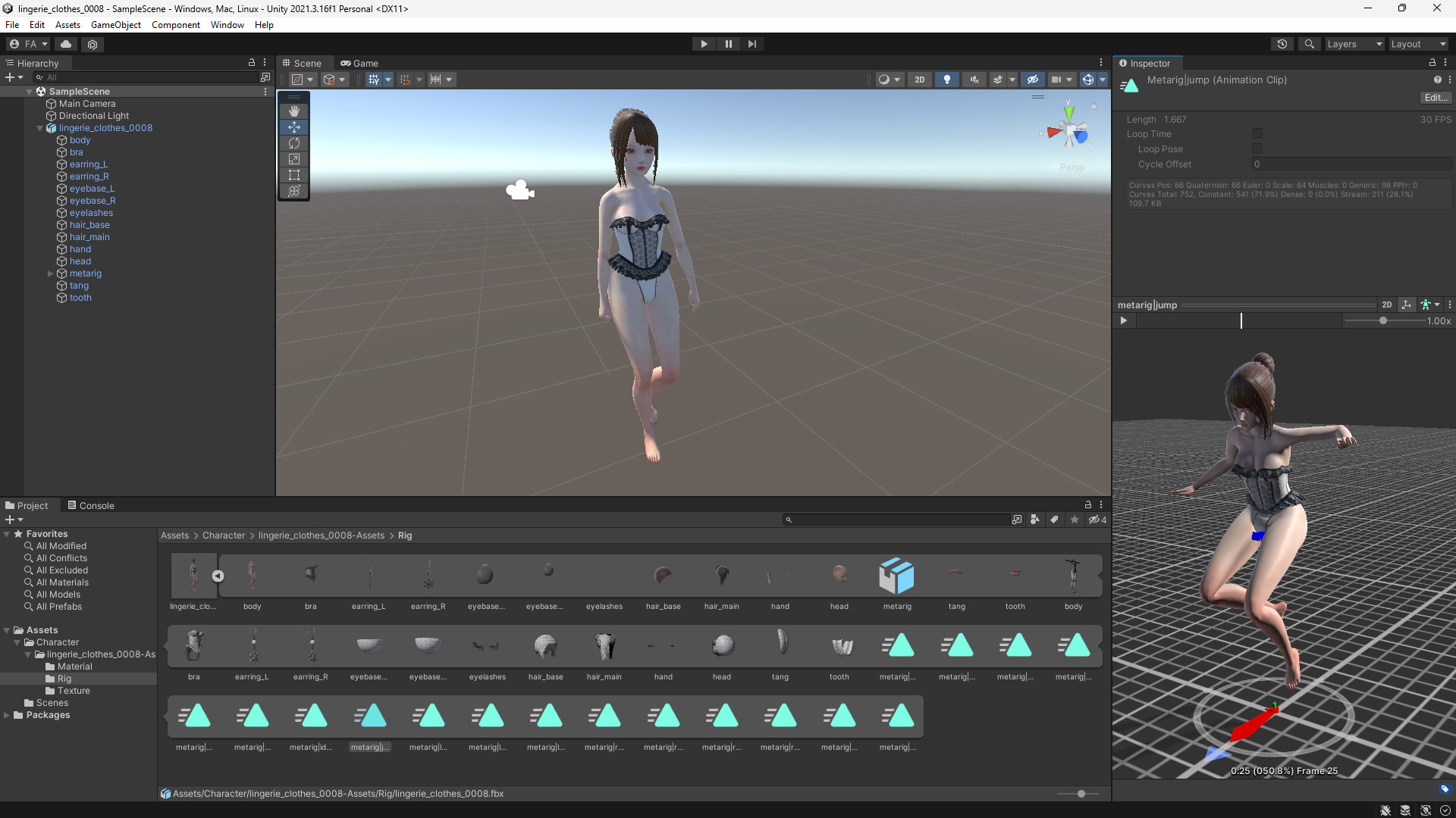 Lingerie clothes 0008 - Rig -Unreal - Unity - Blender - Animated Low-poly 3D model_9