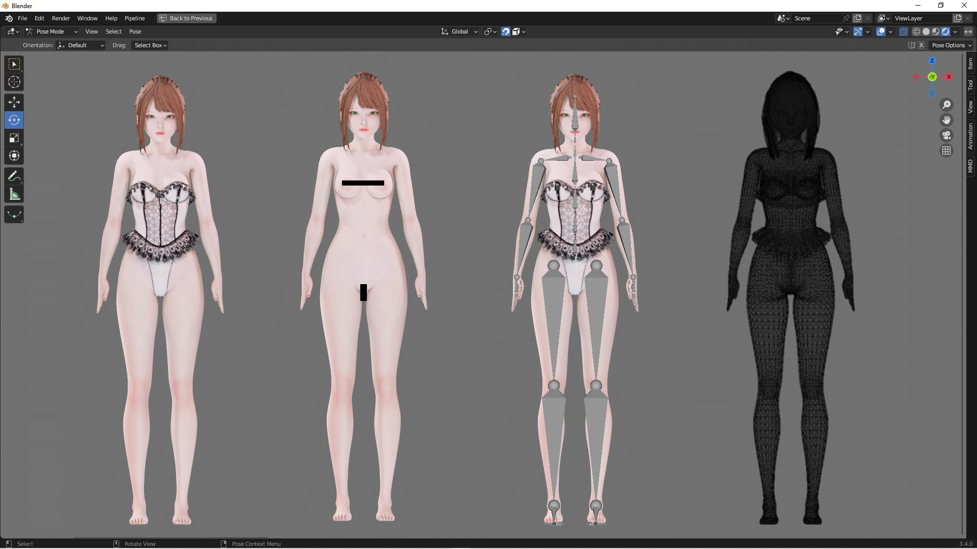 Lingerie clothes 0008 - Rig -Unreal - Unity - Blender - Animated Low-poly 3D model_3