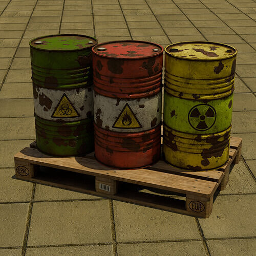 Barrels and Pallet Stylized Industial Pack Game-Ready  Low-poly 3D model