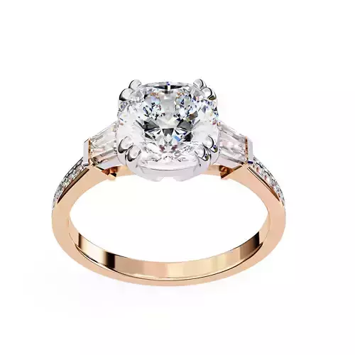 Trio Solitaire Diamond Ring 360 animation renders 3dm stl  3D print model