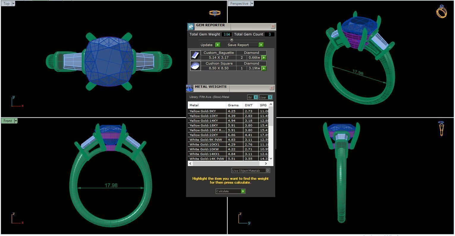Trio Solitaire Diamond Ring 360 animation renders 3dm stl 3D print model_3