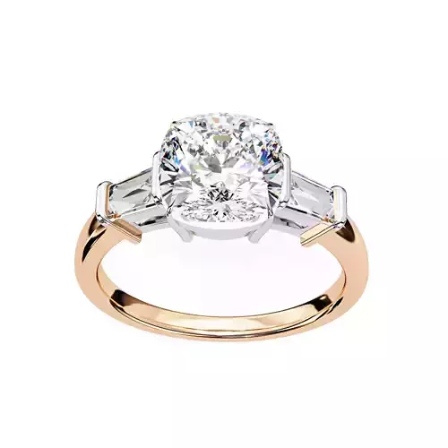 Trio Solitaire Diamond Ring 360 animation renders 3dm stl  3D print model