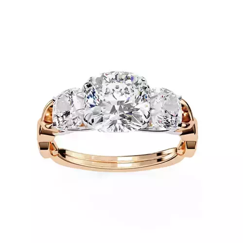 Trio Solitaire Diamond Ring 360 animation renders 3dm stl  3D print model