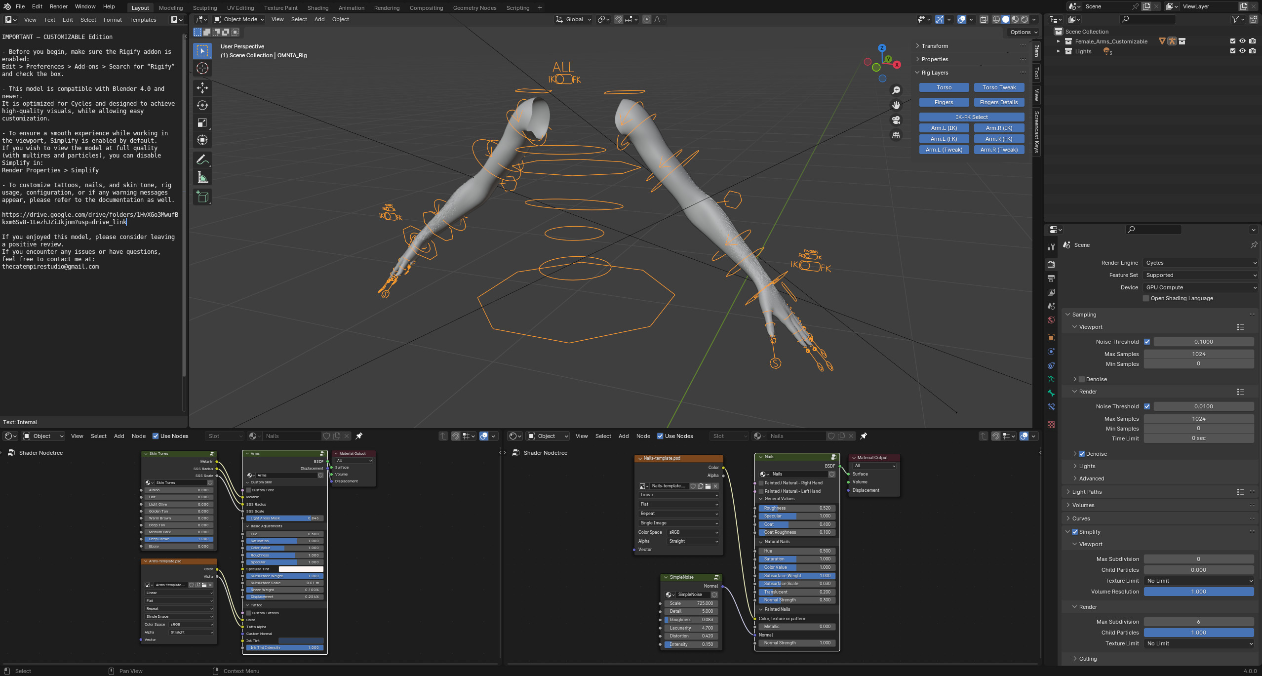 Realistic Female Arms - Customizable Edition 3D model_17