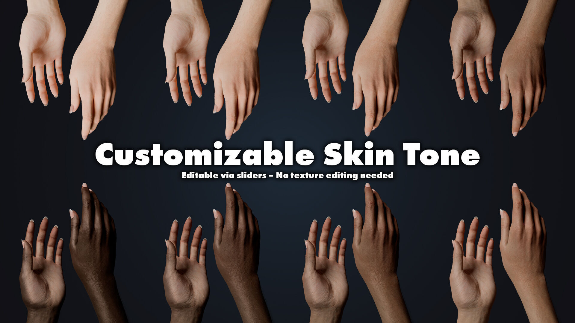 Realistic Female Arms - Customizable Edition 3D model_6