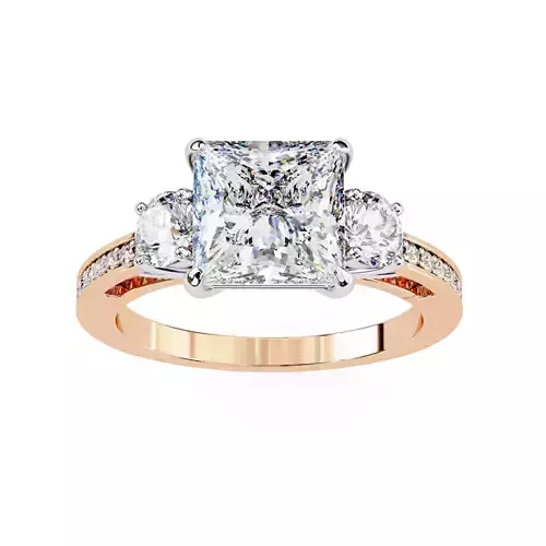 Trio Solitaire Diamond Ring 360 animation renders 3dm stl  3D print model