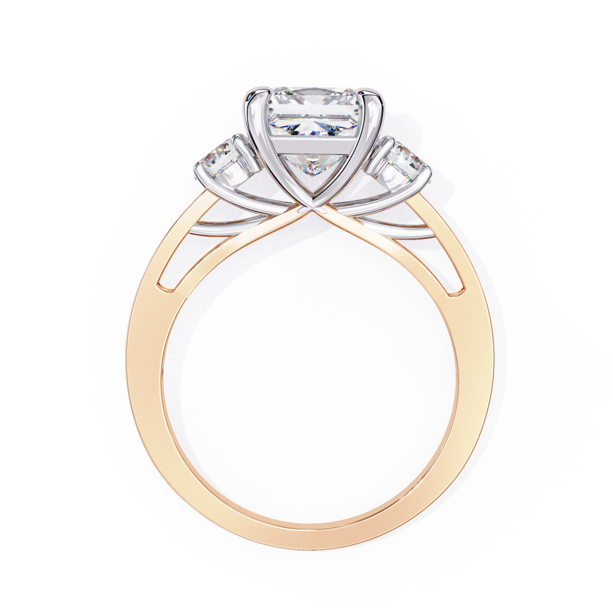 Trio Solitaire Diamond Ring 360 animation renders 3dm stl 3D print model_4