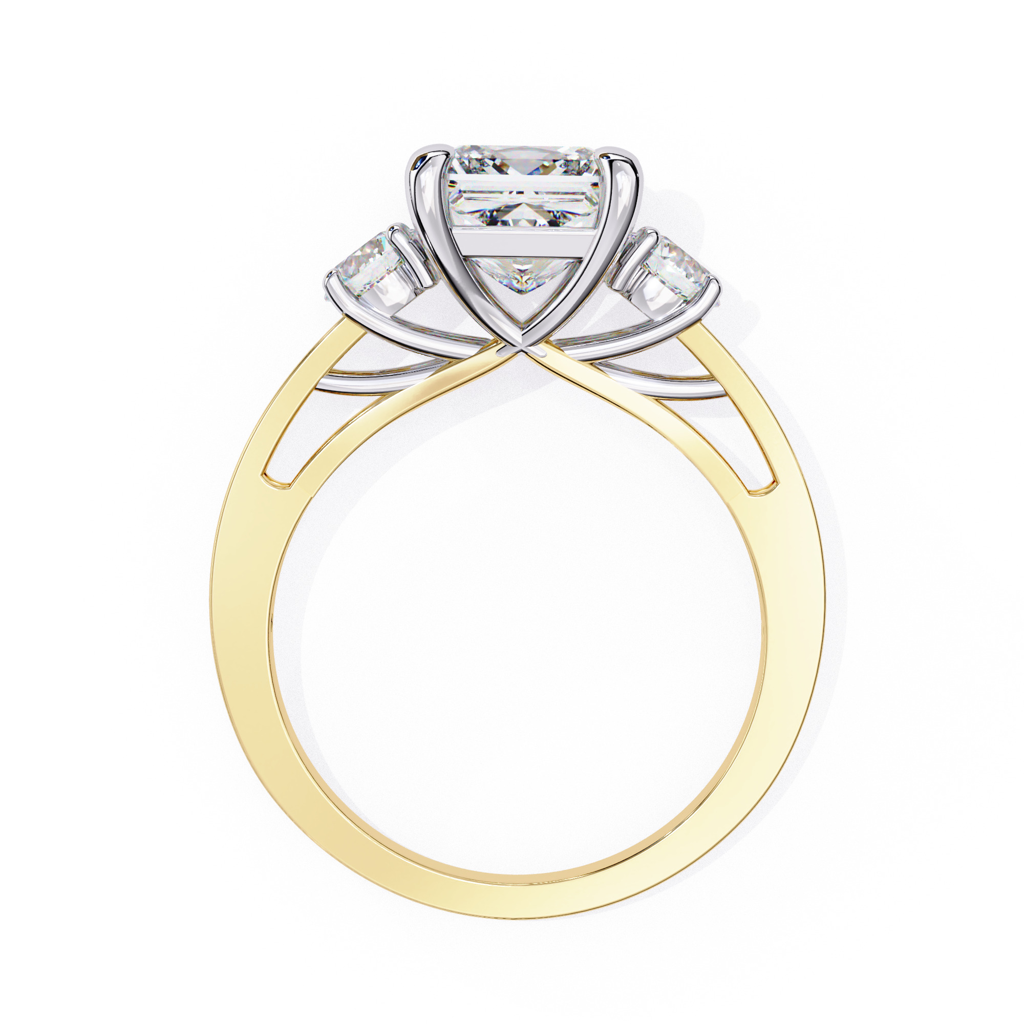 Trio Solitaire Diamond Ring 360 animation renders 3dm stl 3D print model_5