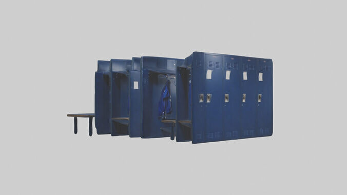 Locker Room Low-poly 3D model 3