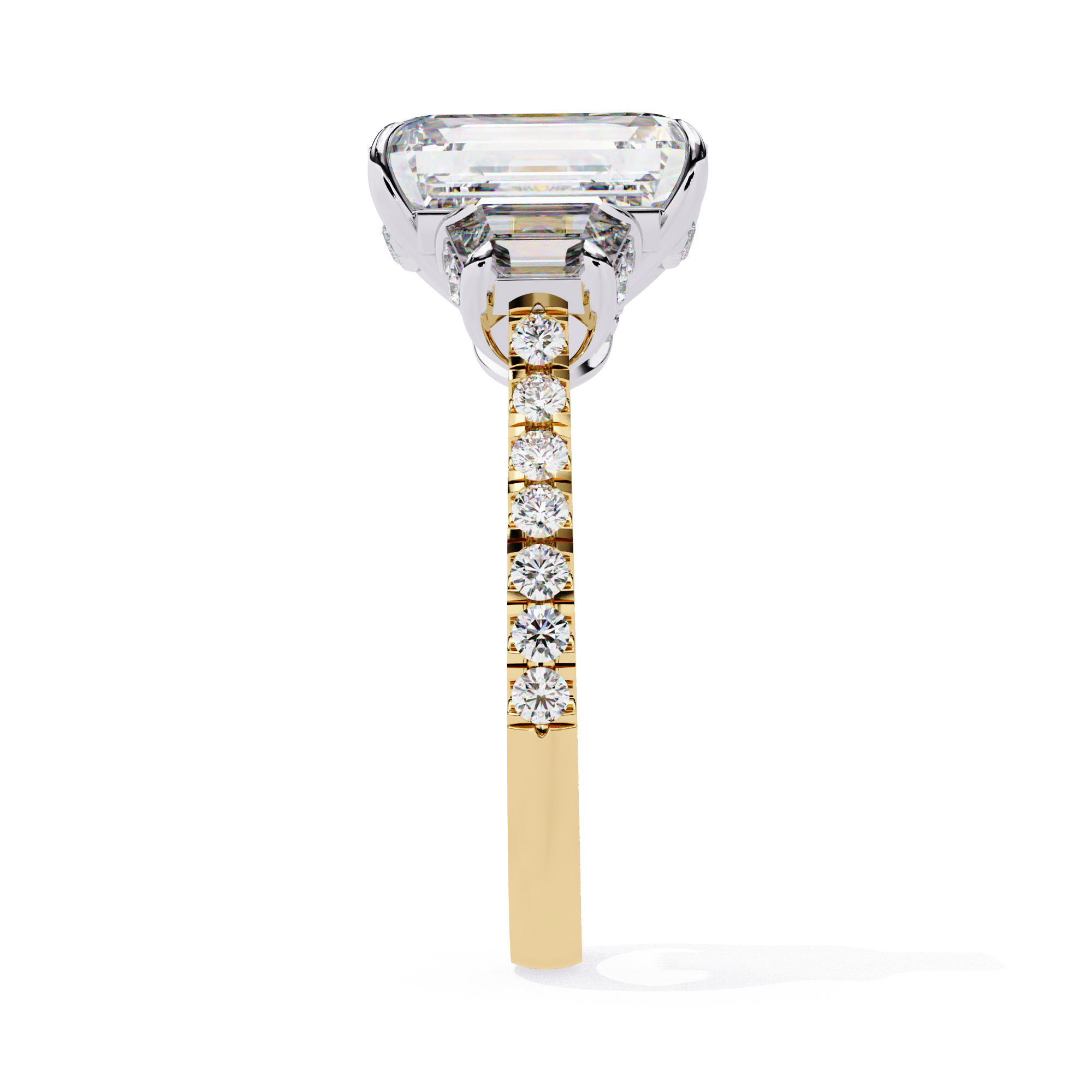 Trio Solitaire Diamond Ring 360 animation renders 3dm stl  3D print model_5