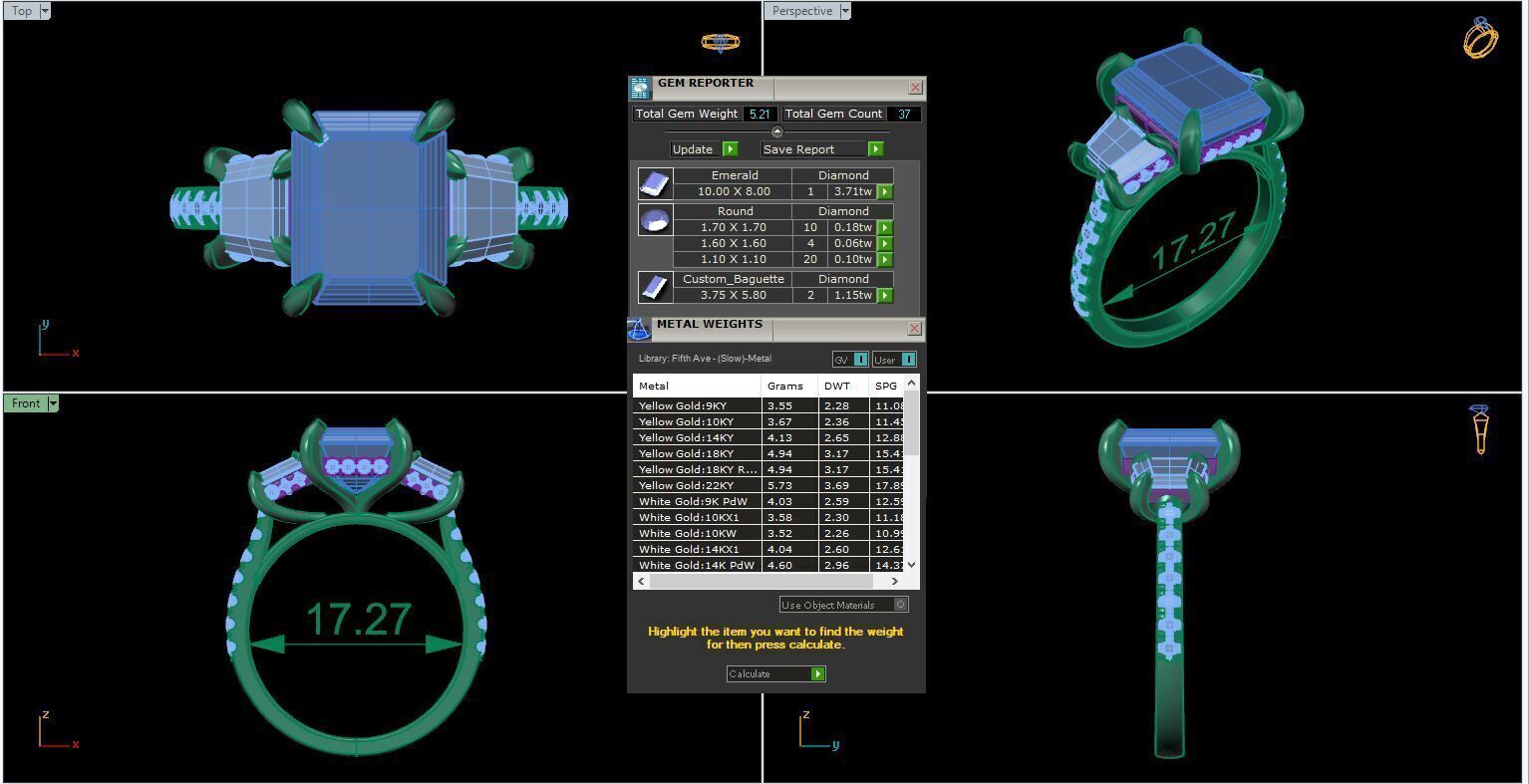 Trio Solitaire Diamond Ring 360 animation renders 3dm stl  3D print model_2