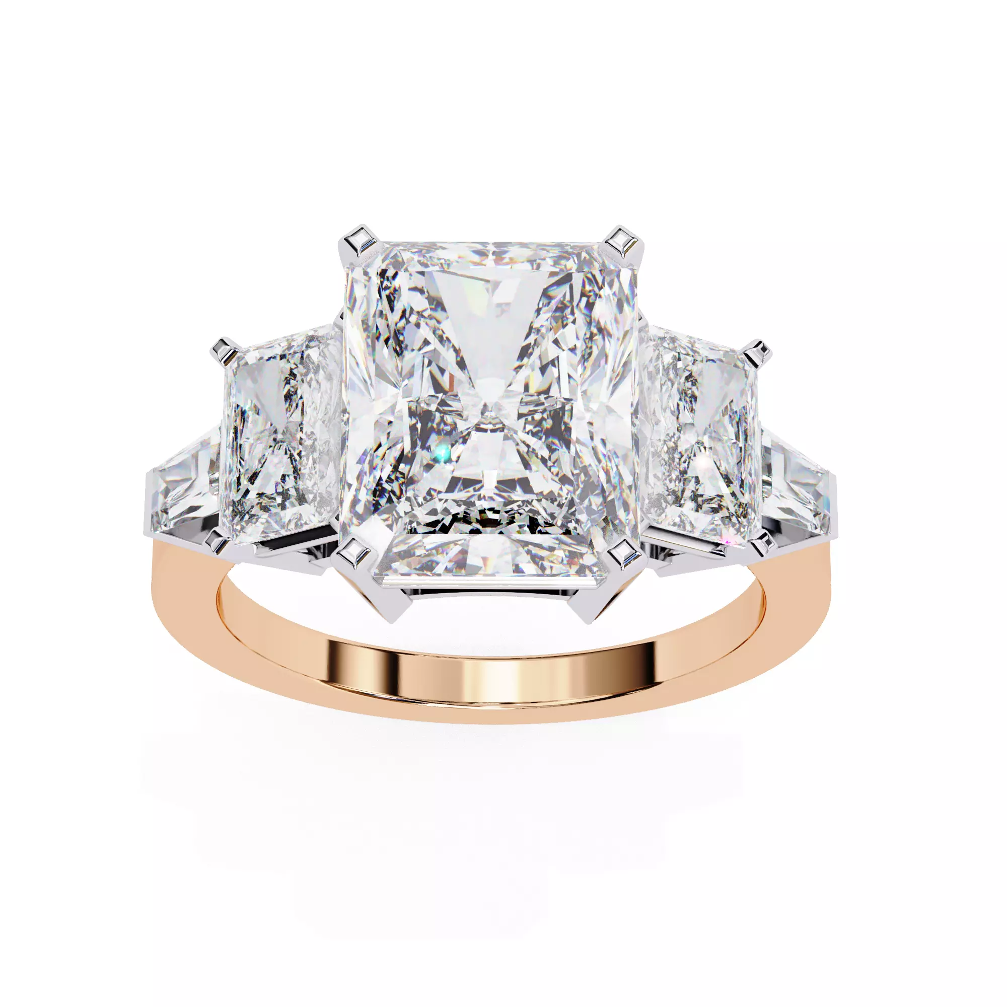 Trio Solitaire Diamond Ring 360 animation renders 3dm stl 3D print model_0