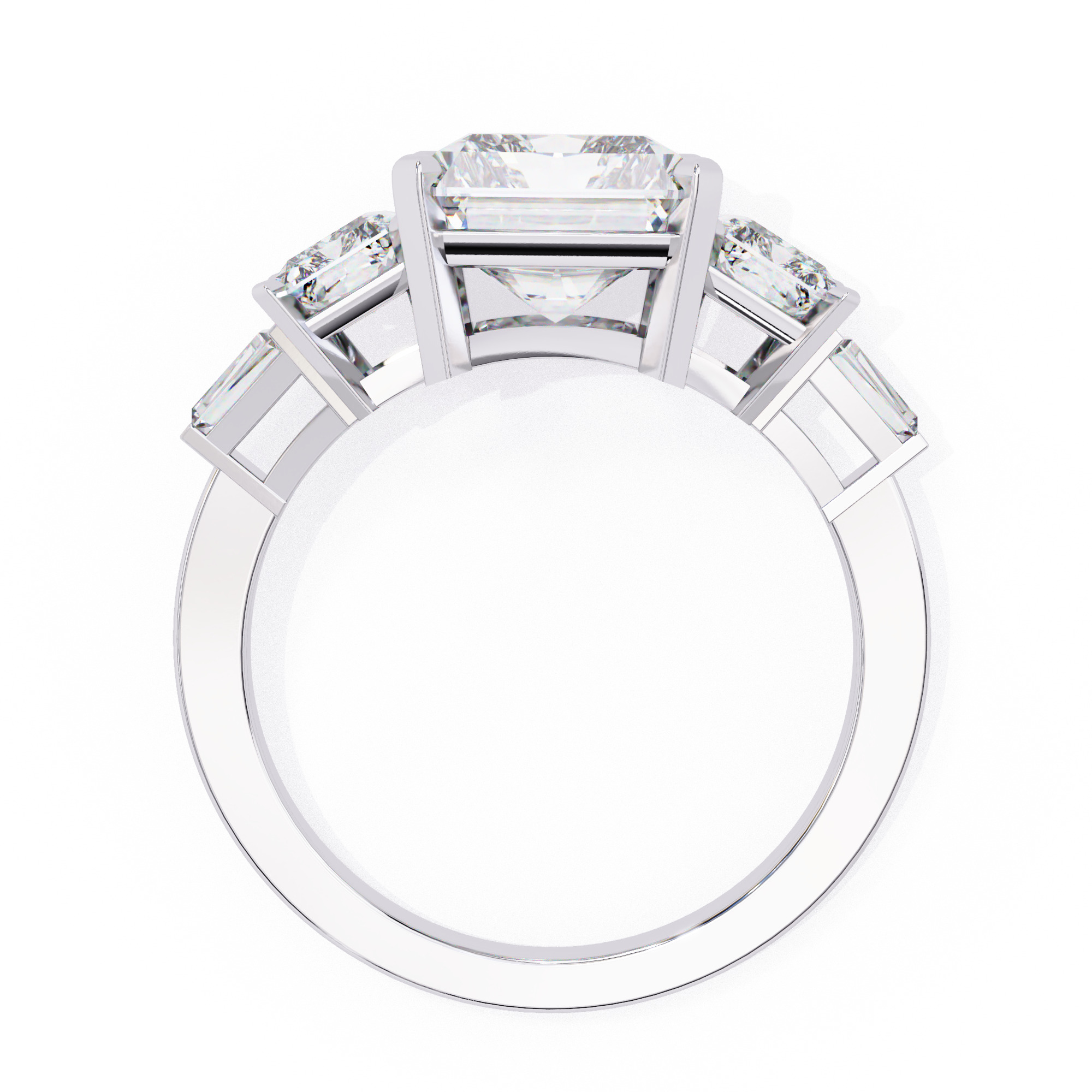 Trio Solitaire Diamond Ring 360 animation renders 3dm stl 3D print model_5