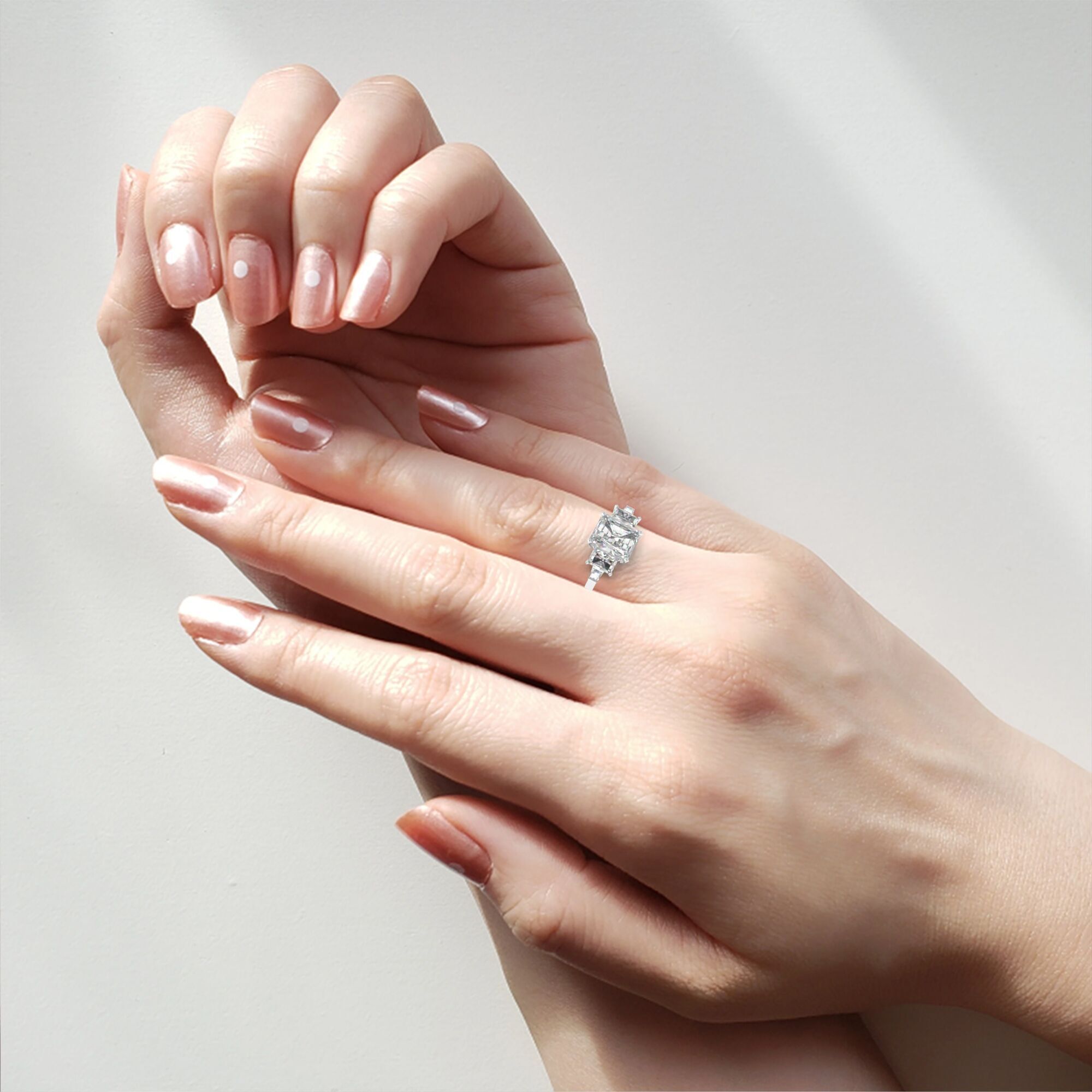 Trio Solitaire Diamond Ring 360 animation renders 3dm stl 3D print model_1