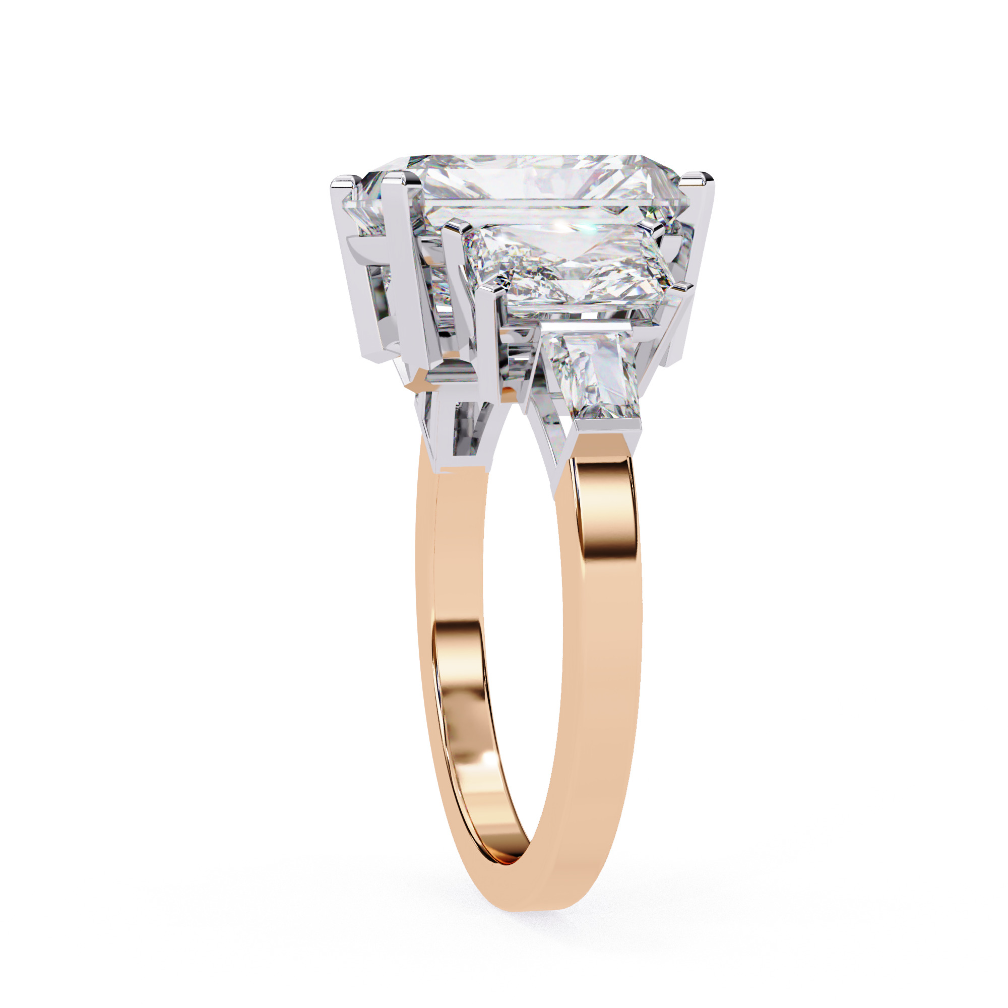 Trio Solitaire Diamond Ring 360 animation renders 3dm stl 3D print model_13