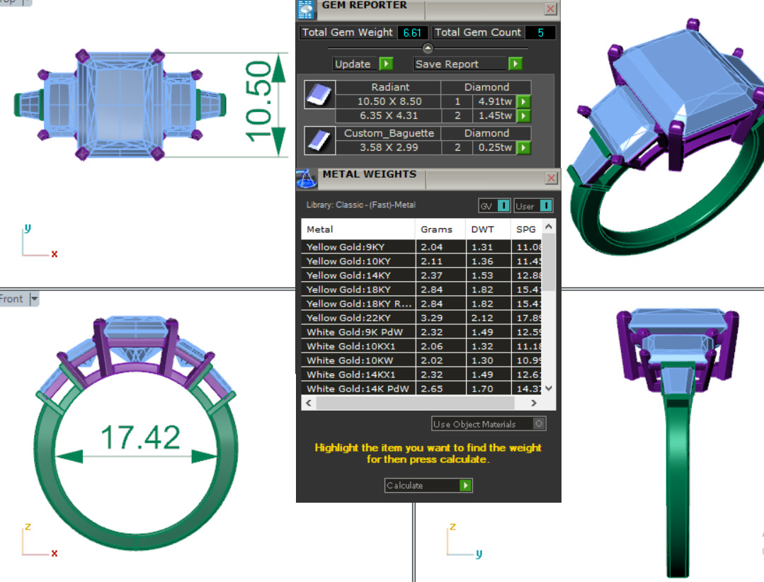 Trio Solitaire Diamond Ring 360 animation renders 3dm stl 3D print model_2