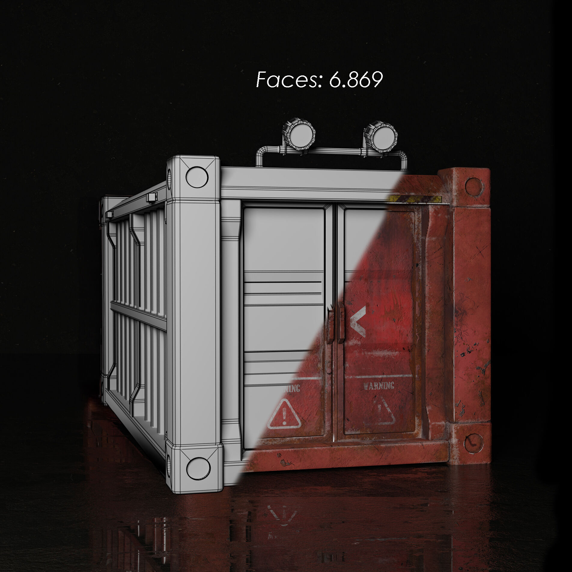 Rusty Shipping Container Low-poly 3D model_2