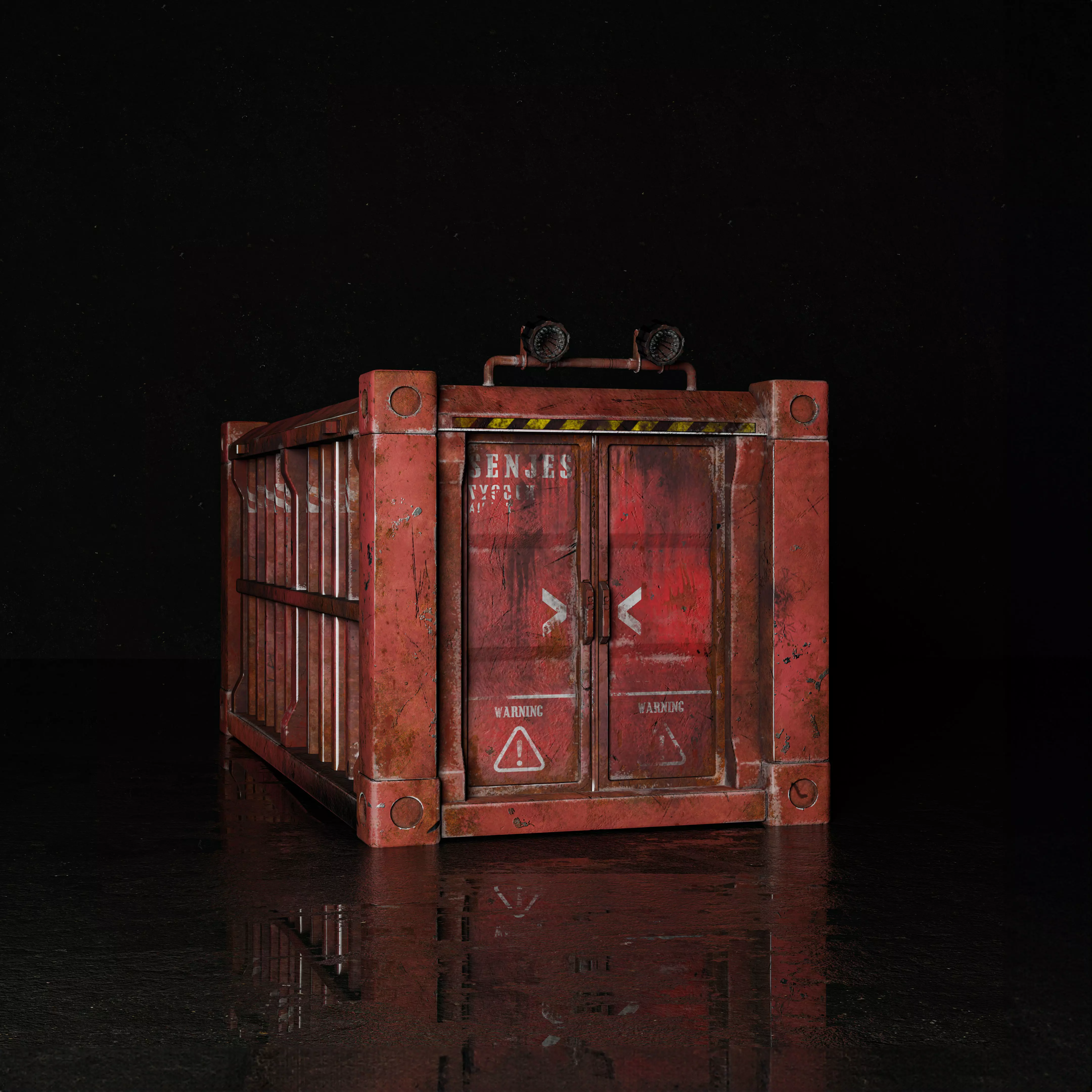 Rusty Shipping Container Low-poly 3D model_0