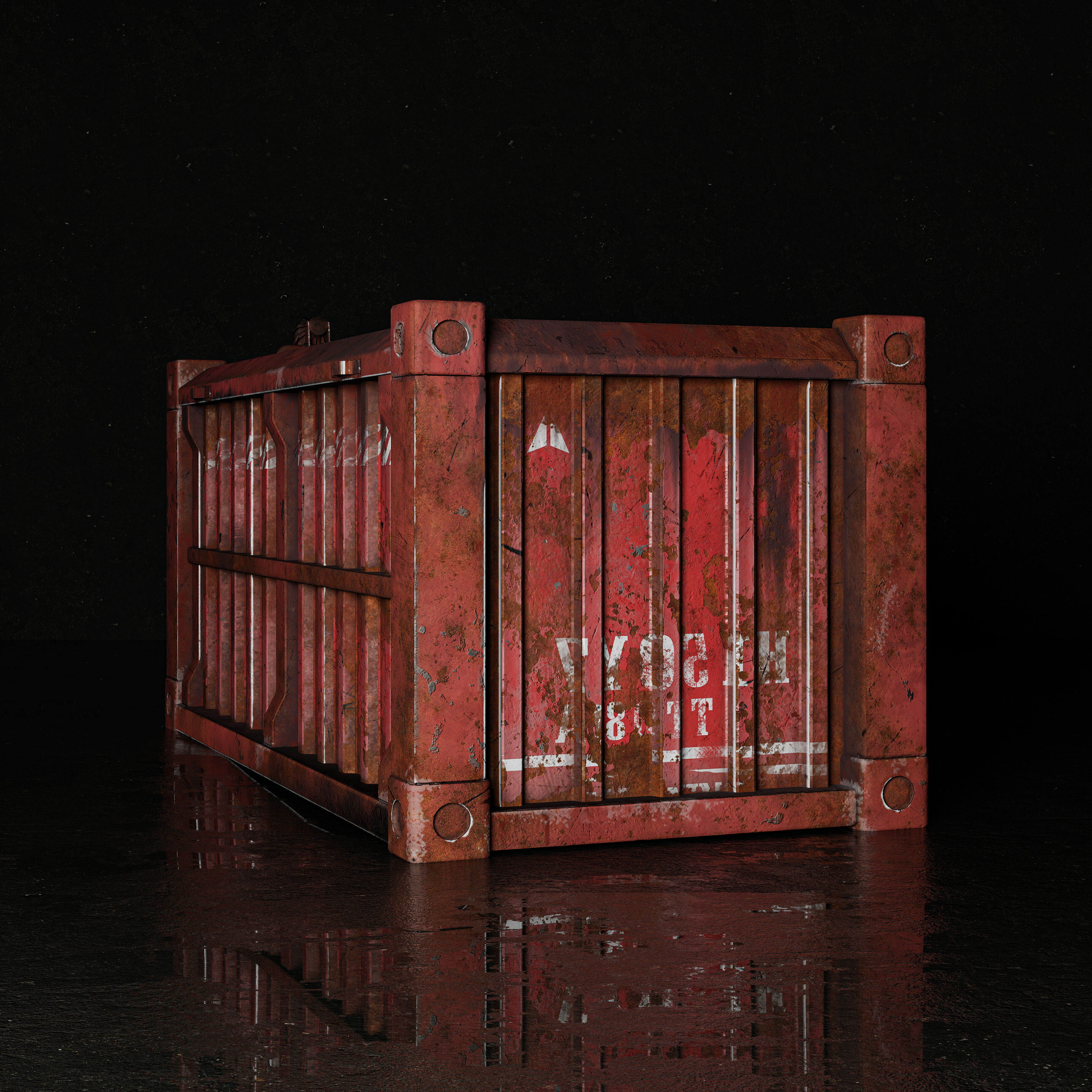 Rusty Shipping Container Low-poly 3D model_4