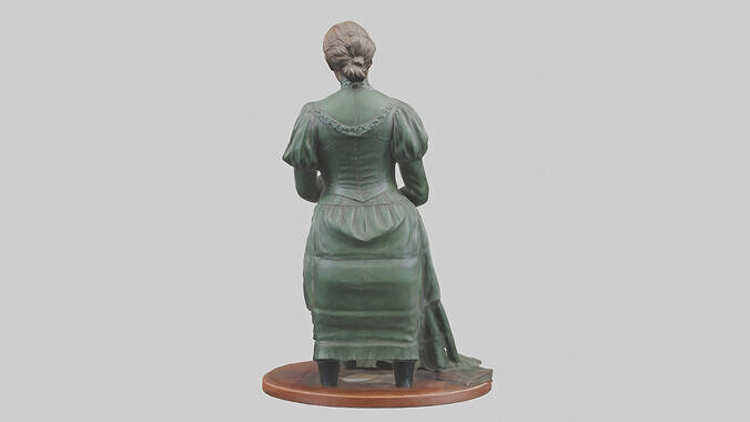 Louisa May Alcott statue model Low-poly 3D model