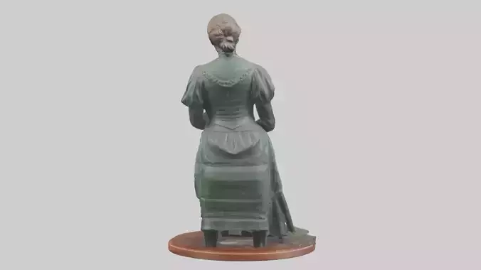 Louisa May Alcott statue model Low-poly 3D model