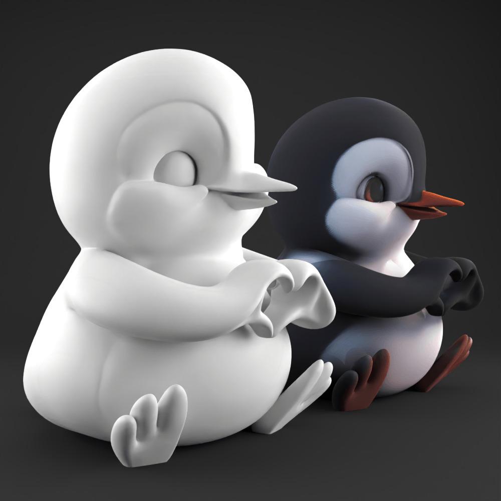 Cute Loved penguin 3D Model Heart Hands STL for Decoration 3D print model_5