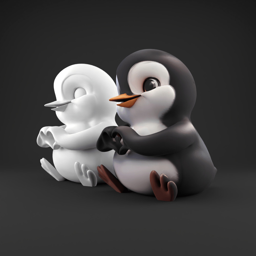 Cute Loved penguin 3D Model Heart Hands STL for Decoration 3D print model_1