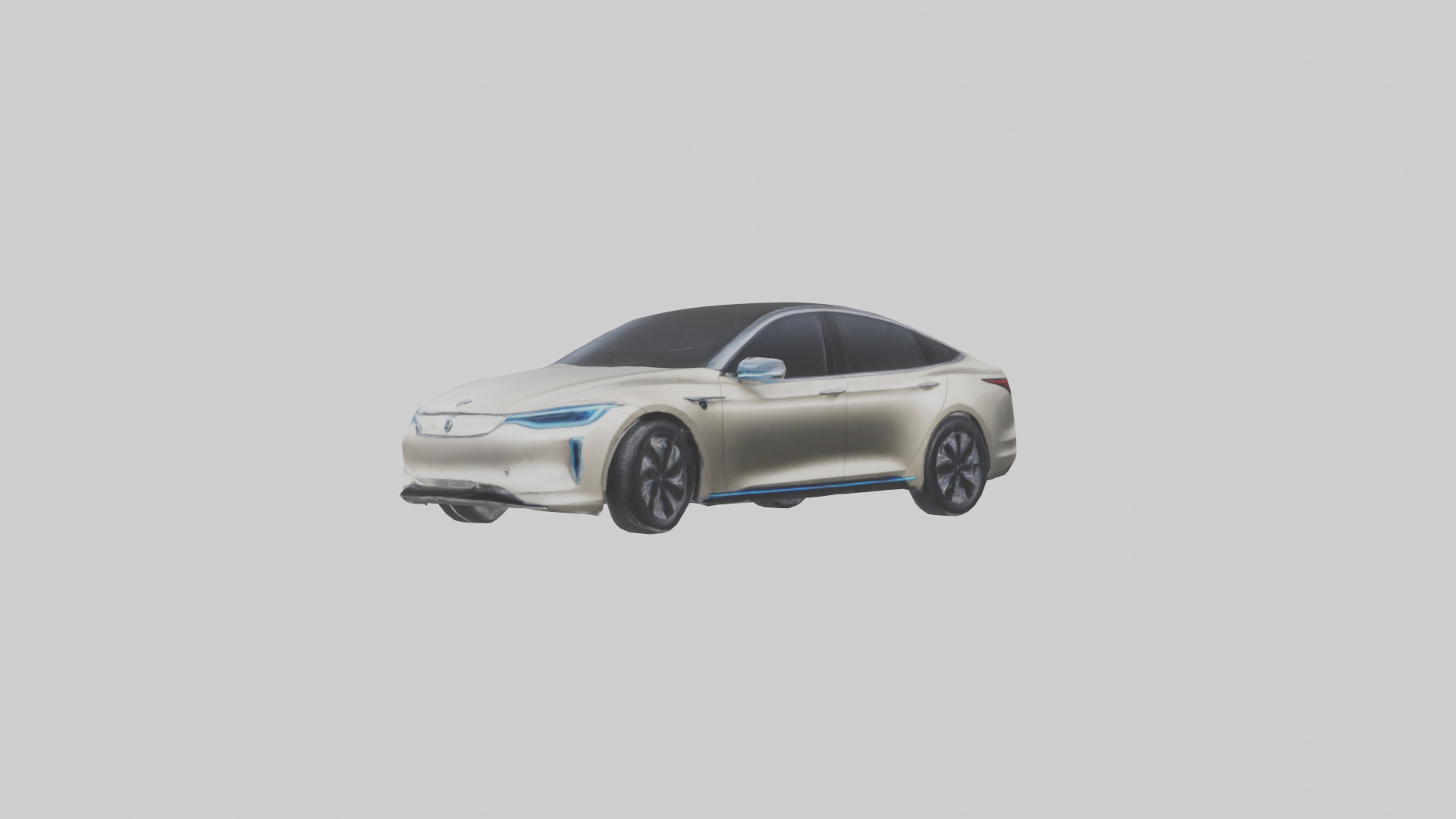 Luxury Electric Sedan model Low-poly 3D model_1