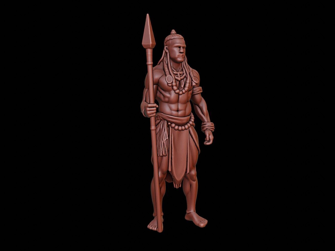 African Tribal Warrior Figure 3D print model_1